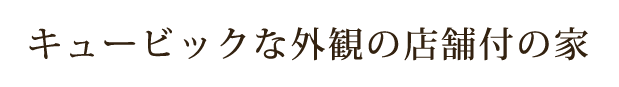 キュービックな外観の店舗付の家